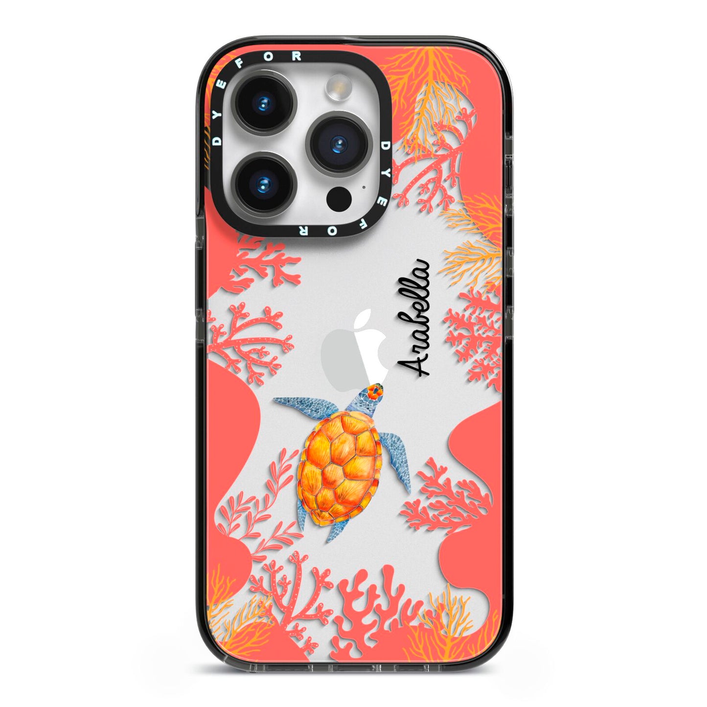 Personalised Sea Life iPhone 14 Pro Black Impact Case on Silver phone