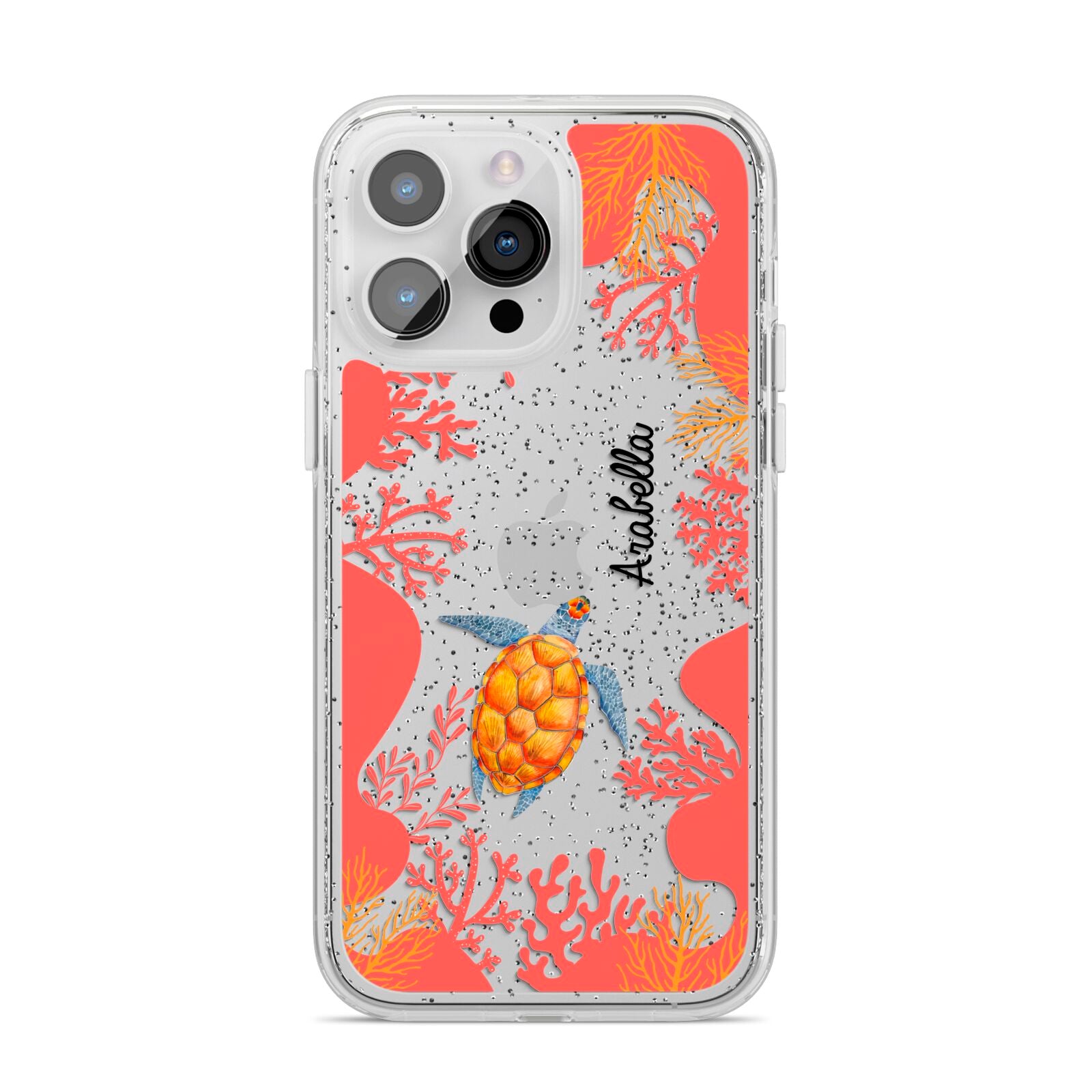 Personalised Sea Life iPhone 14 Pro Max Glitter Tough Case Silver