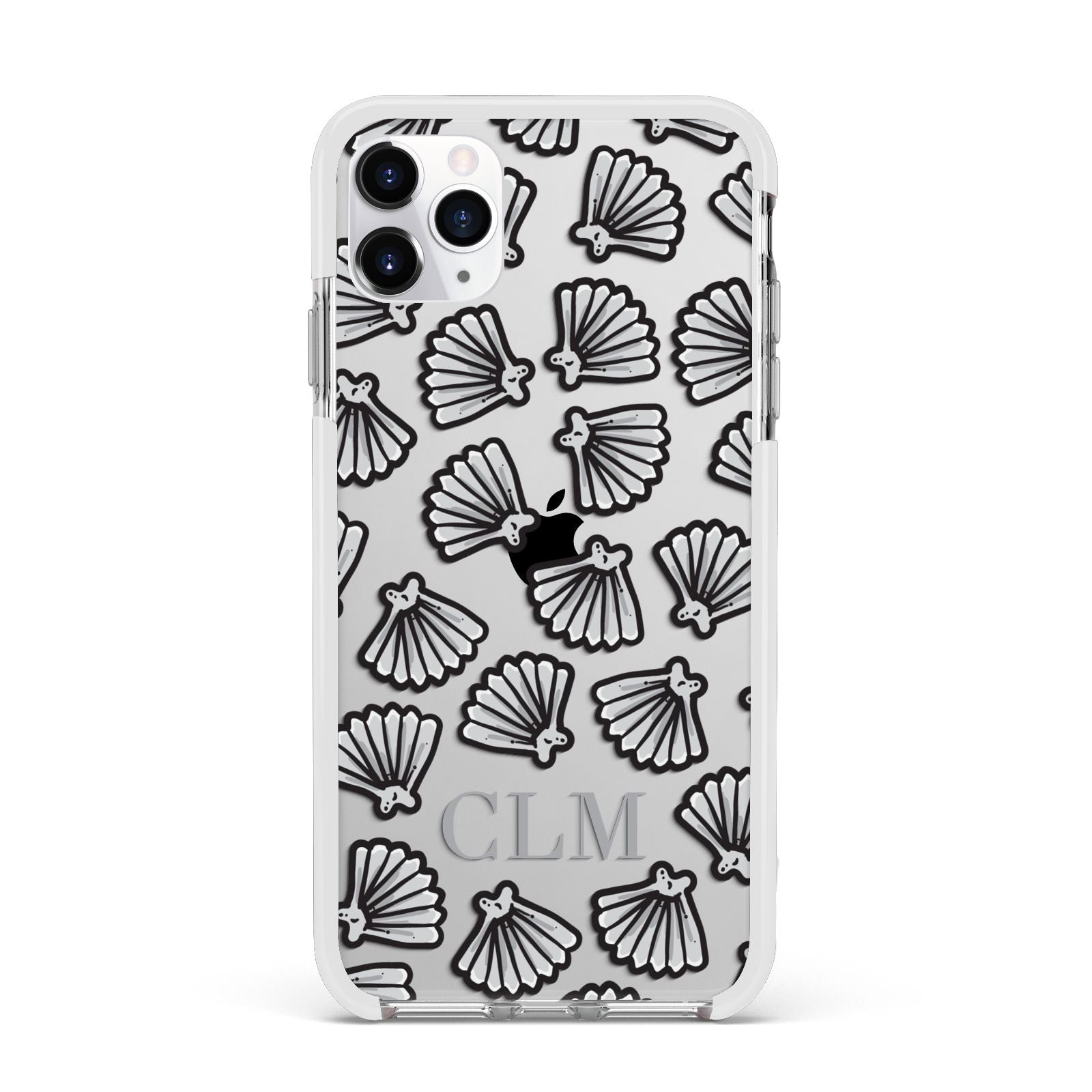 Personalised Sea Shell Initials Apple iPhone 11 Pro Max in Silver with White Impact Case