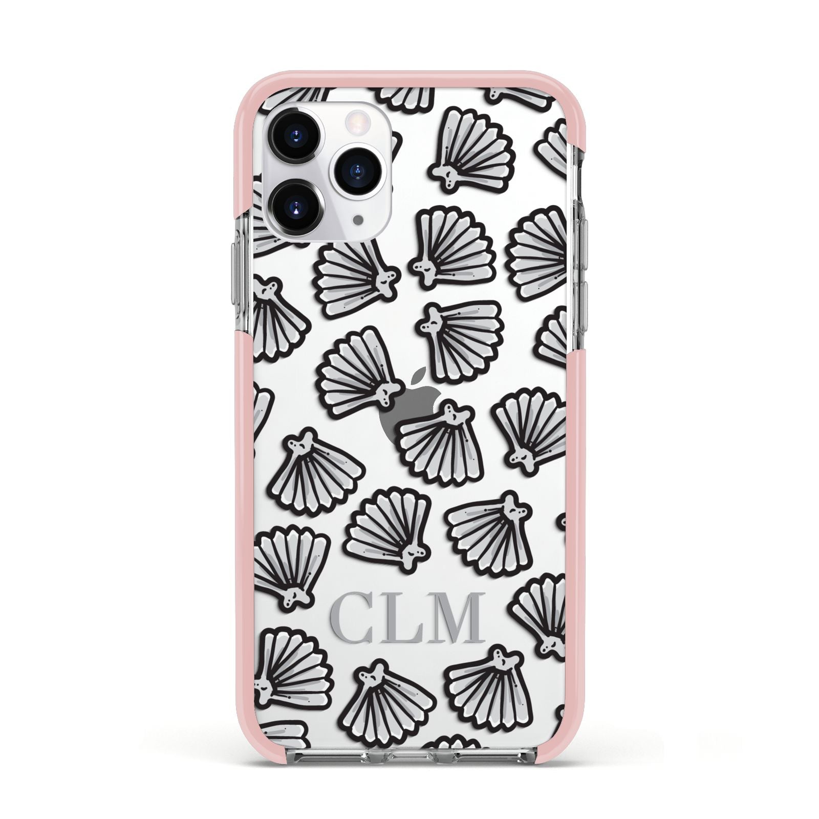 Personalised Sea Shell Initials Apple iPhone 11 Pro in Silver with Pink Impact Case