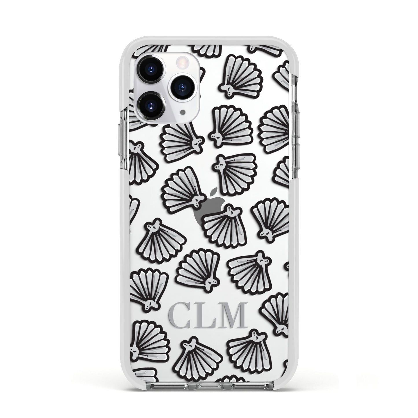 Personalised Sea Shell Initials Apple iPhone 11 Pro in Silver with White Impact Case