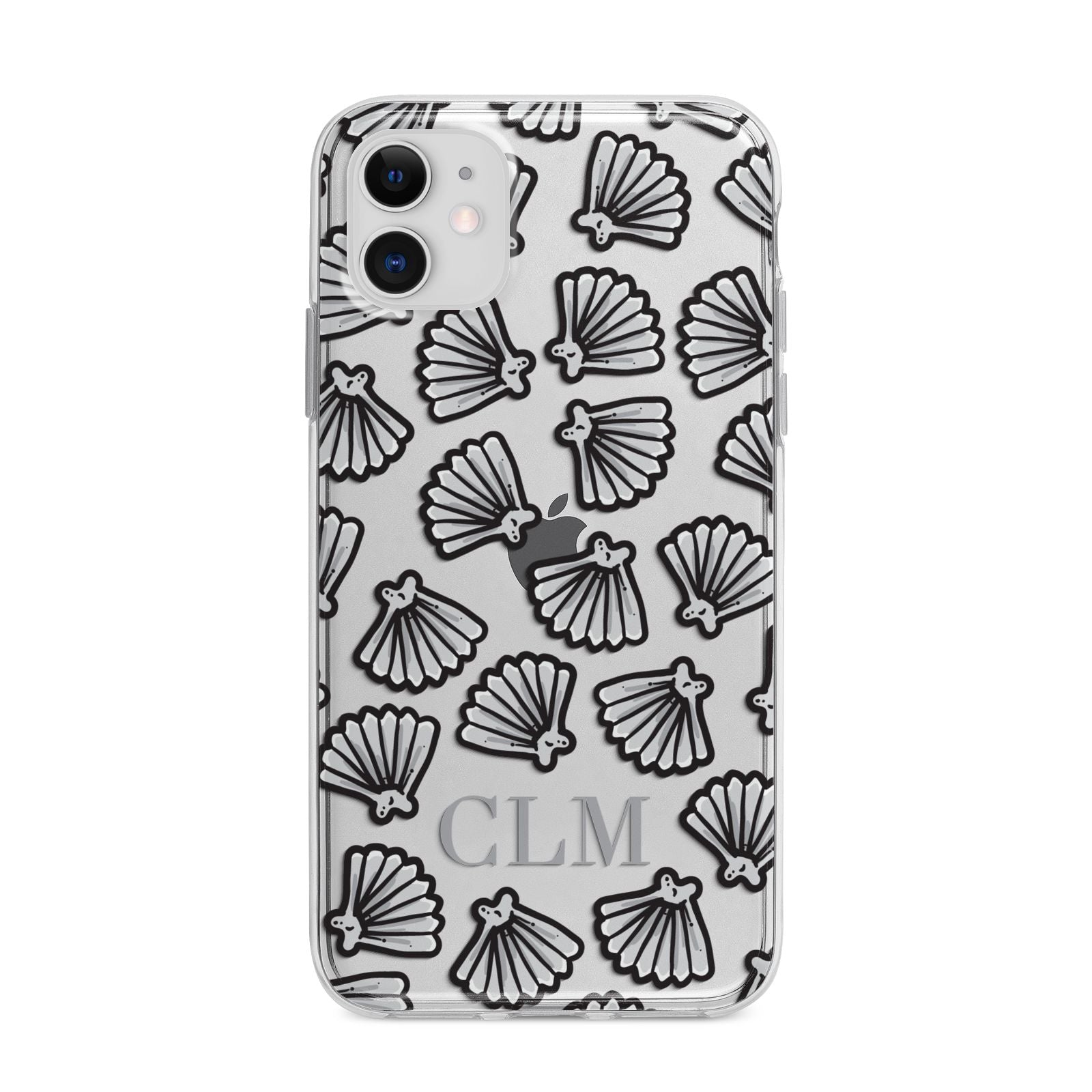 Personalised Sea Shell Initials Apple iPhone 11 in White with Bumper Case