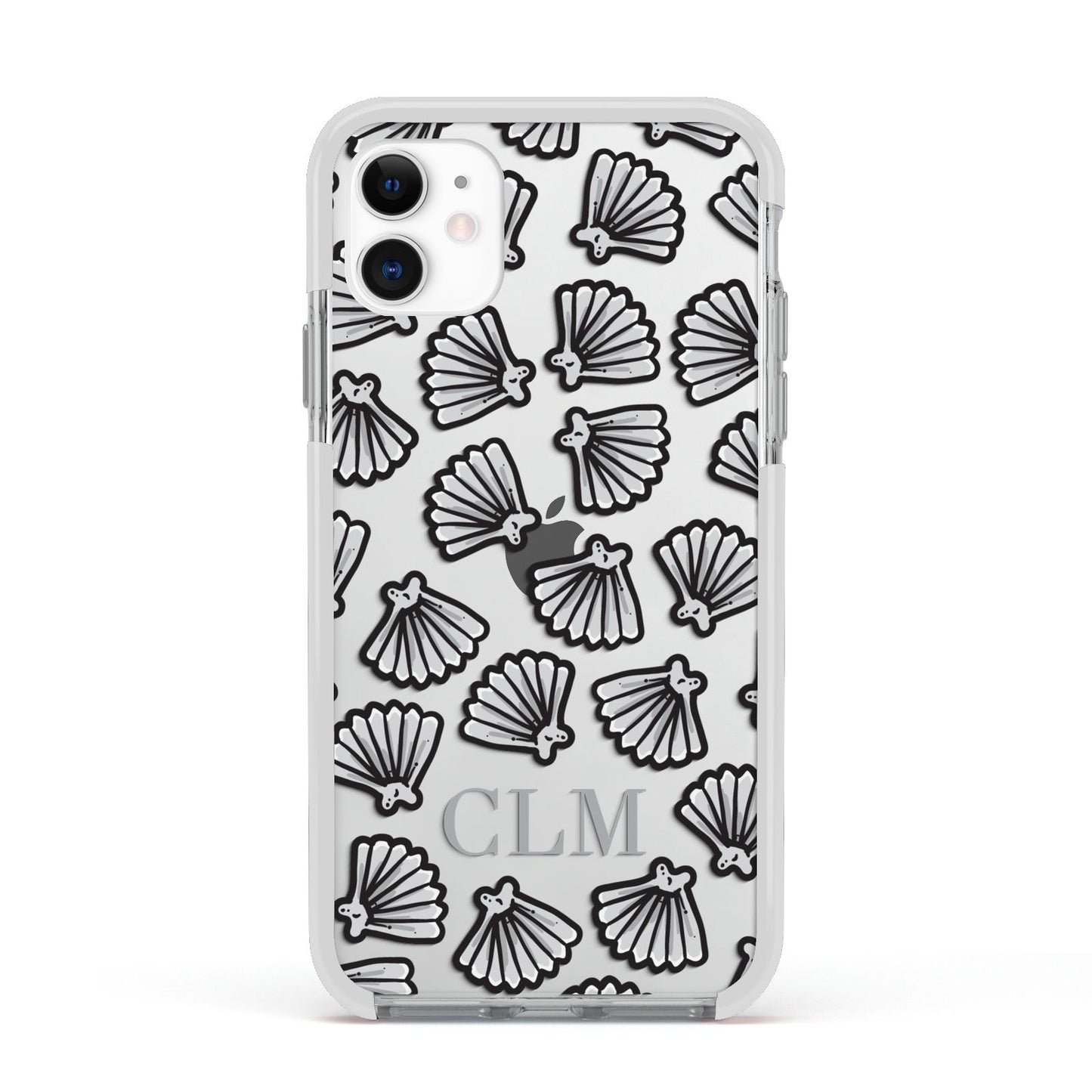Personalised Sea Shell Initials Apple iPhone 11 in White with White Impact Case