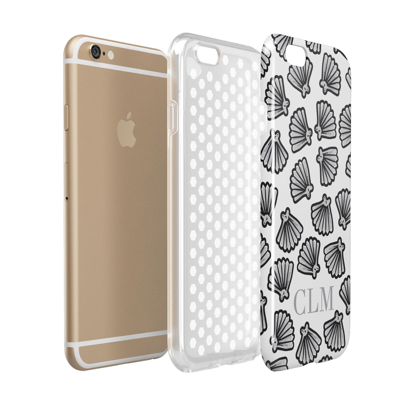 Personalised Sea Shell Initials Apple iPhone 6 3D Tough Case Expanded view