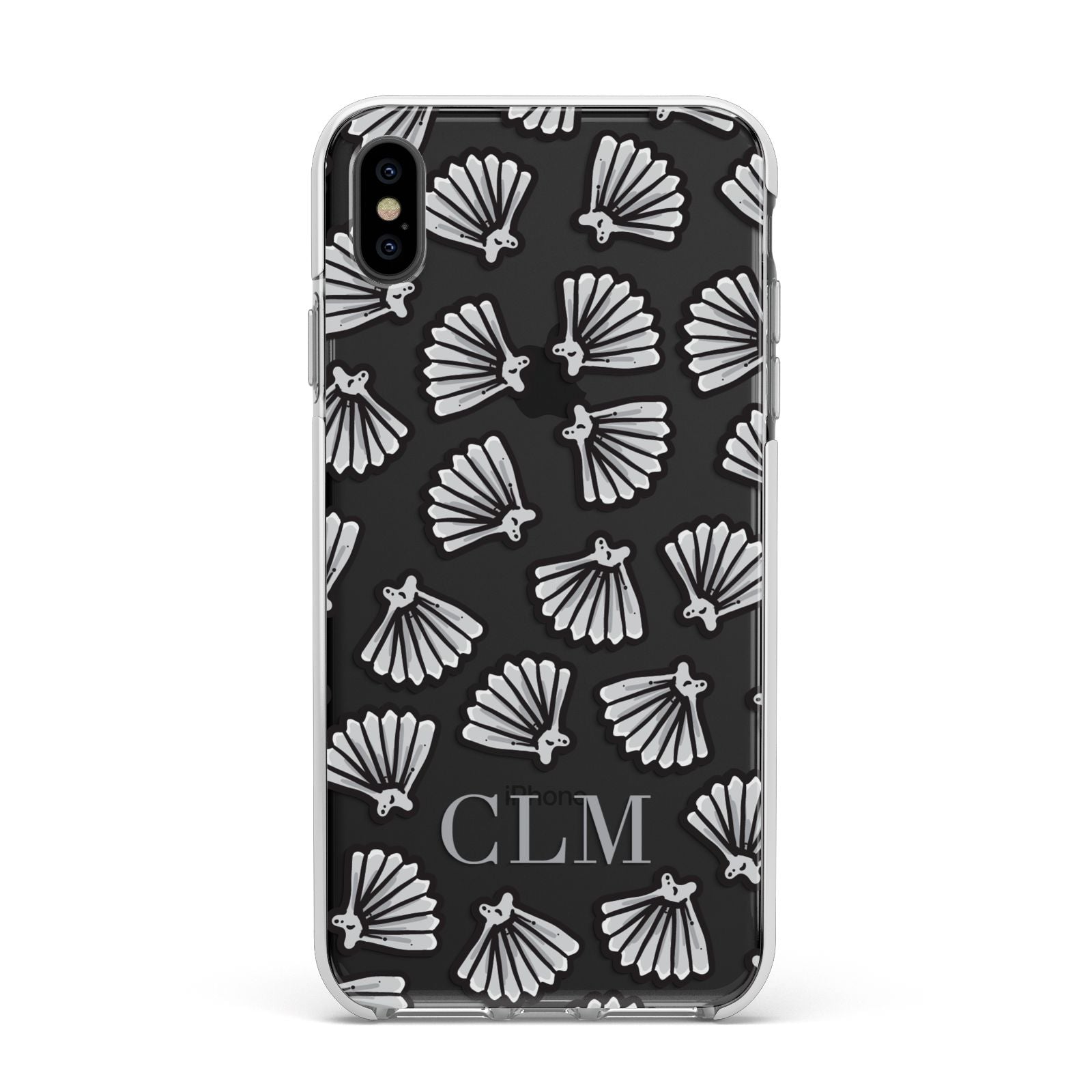 Personalised Sea Shell Initials Apple iPhone Xs Max Impact Case White Edge on Black Phone