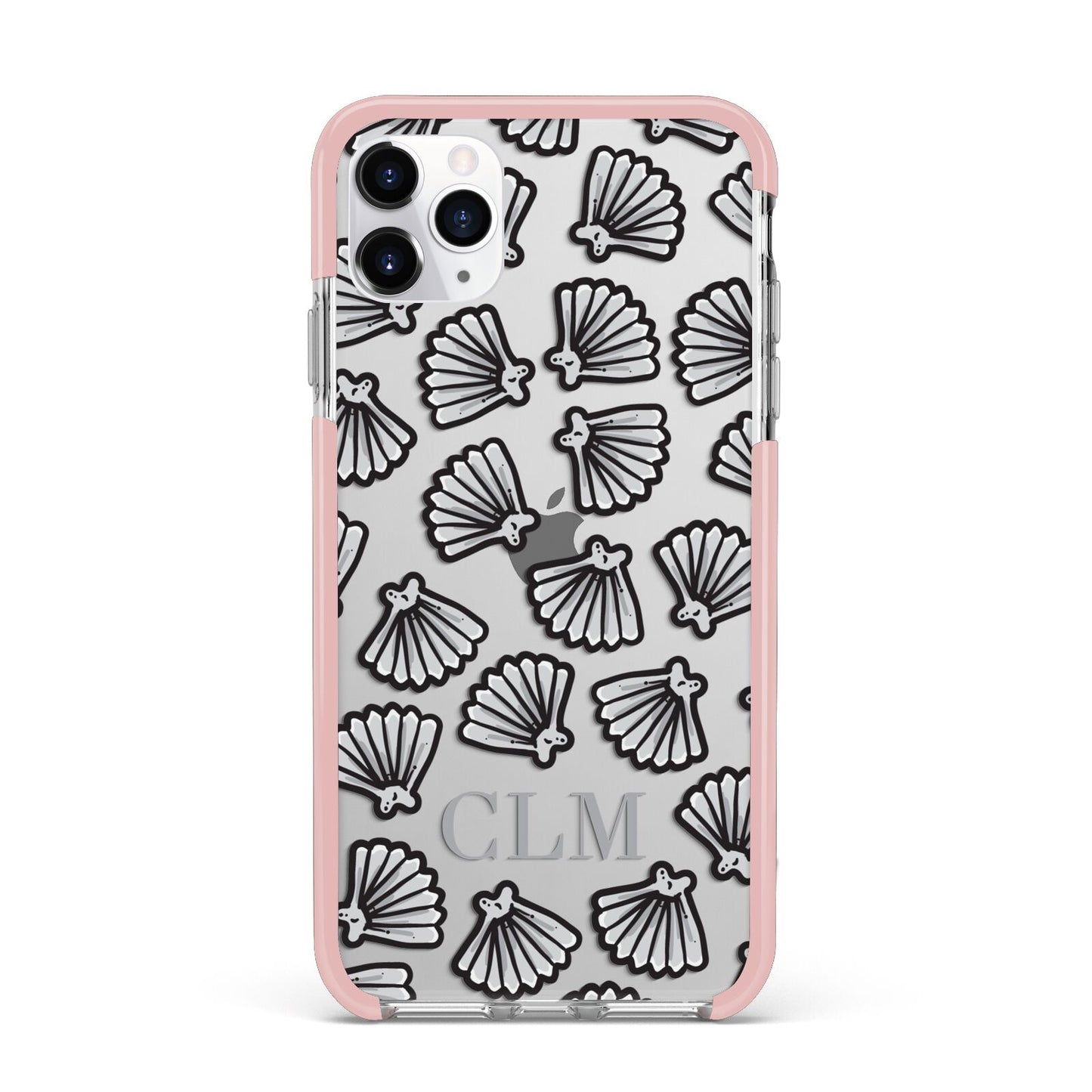 Personalised Sea Shell Initials iPhone 11 Pro Max Impact Pink Edge Case