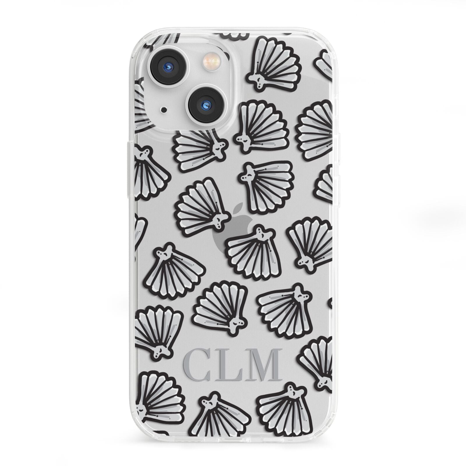 Personalised Sea Shell Initials iPhone 13 Mini Clear Bumper Case