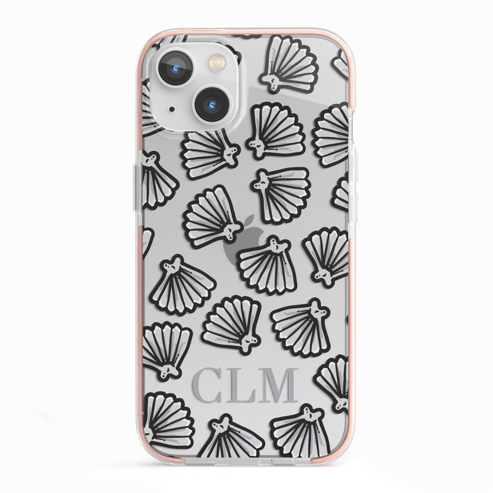 Personalised Sea Shell Initials iPhone 13 TPU Impact Case with Pink Edges