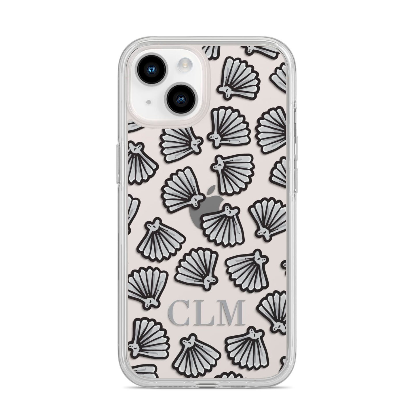 Personalised Sea Shell Initials iPhone 14 Clear Tough Case Starlight