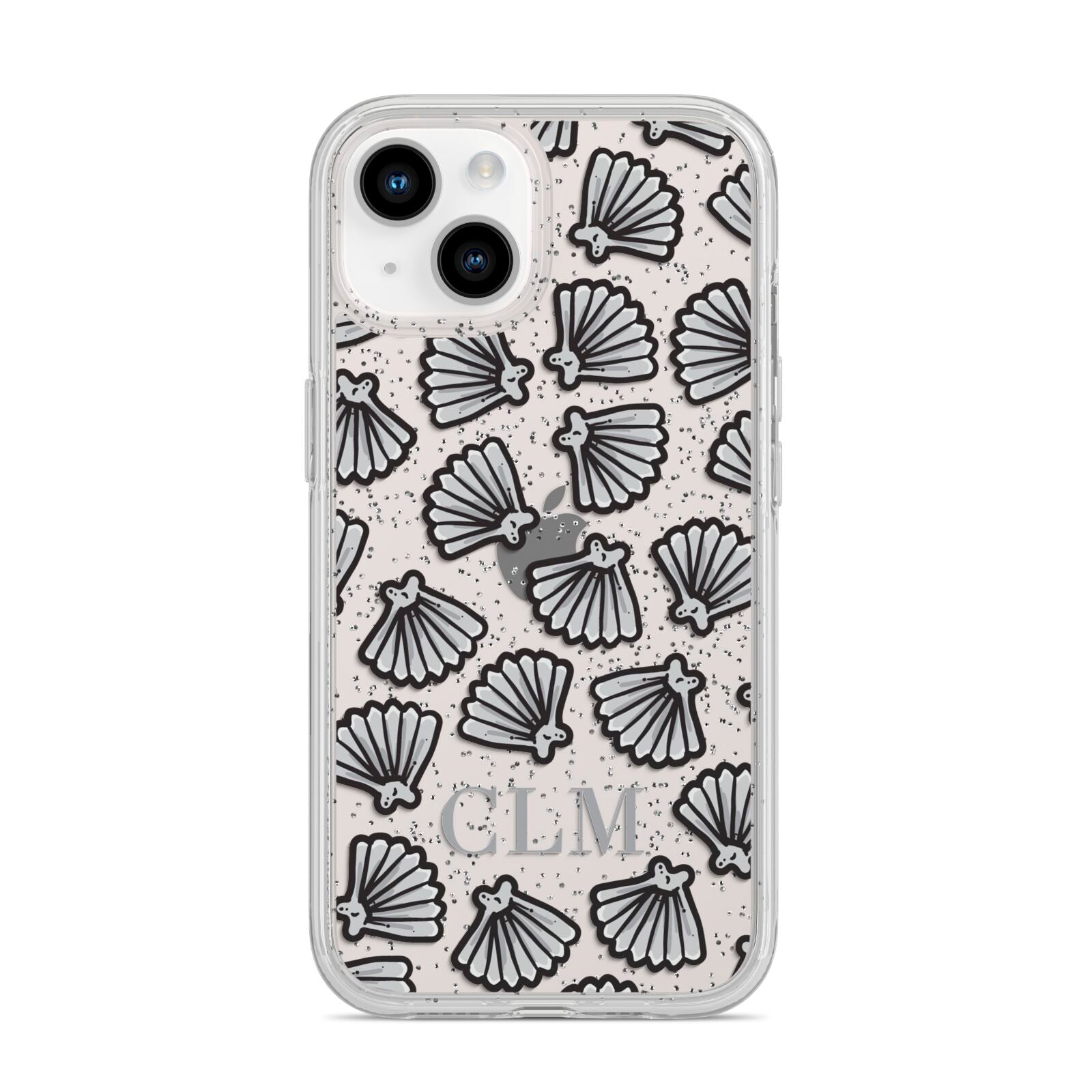 Personalised Sea Shell Initials iPhone 14 Glitter Tough Case Starlight
