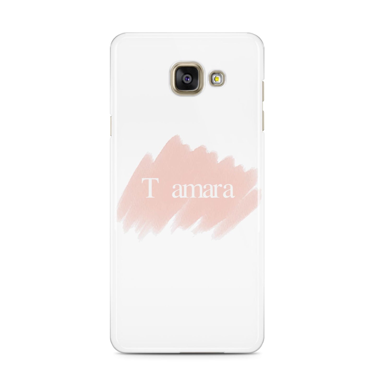 Personalised See Throiugh Clear Name Samsung Galaxy A3 2016 Case on gold phone