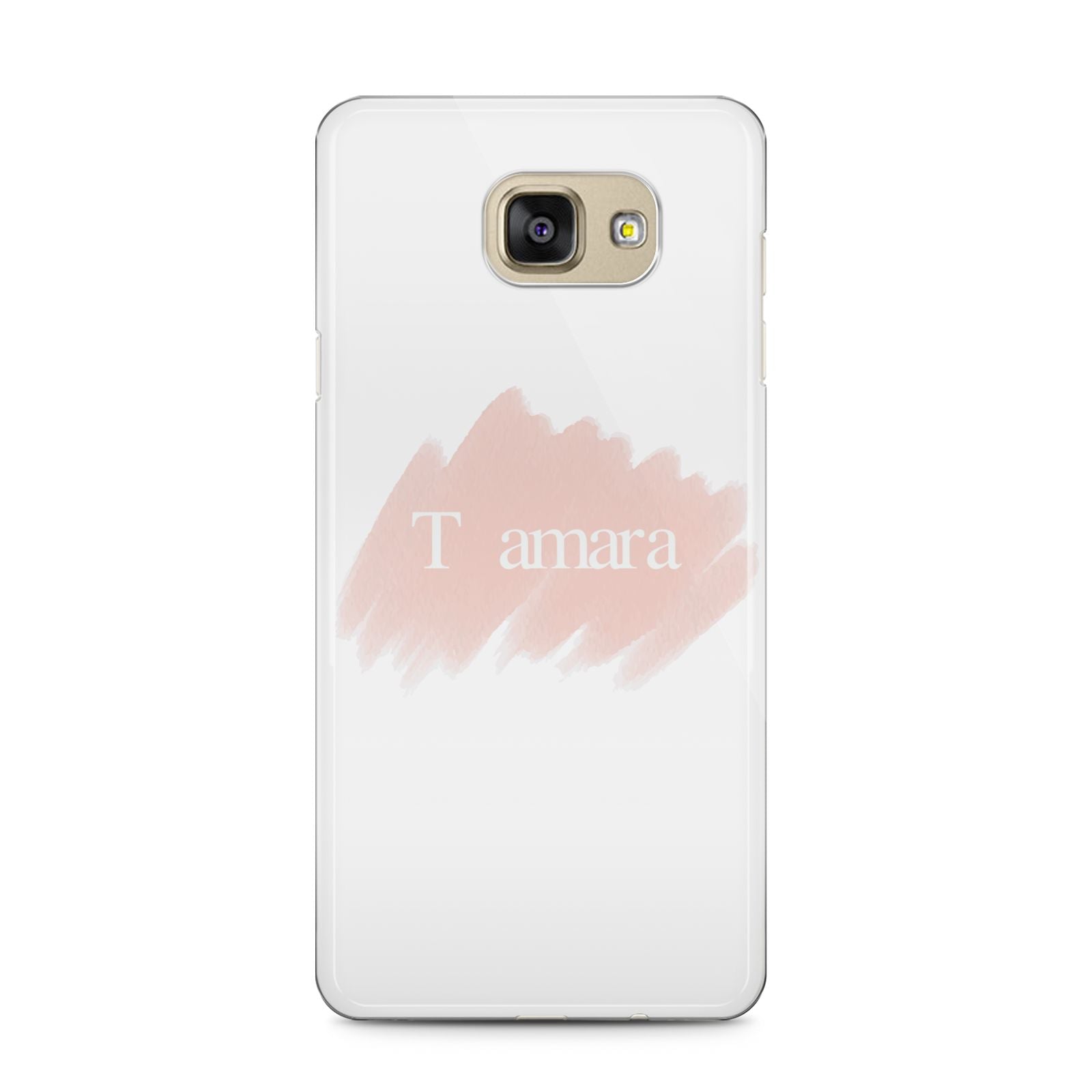 Personalised See Throiugh Clear Name Samsung Galaxy A5 2016 Case on gold phone