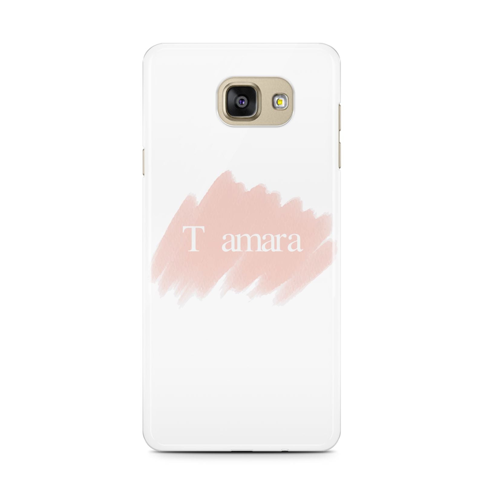Personalised See Throiugh Clear Name Samsung Galaxy A7 2016 Case on gold phone