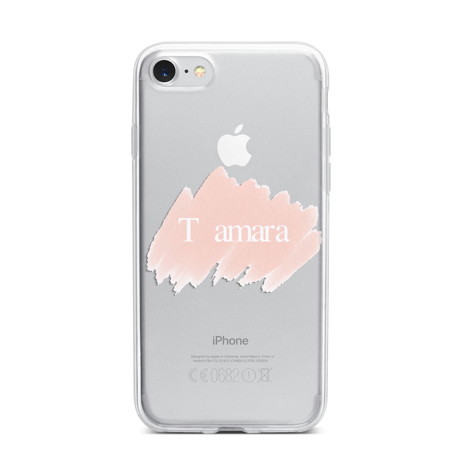 Personalised See Throiugh Clear Name iPhone 7 Bumper Case on Silver iPhone