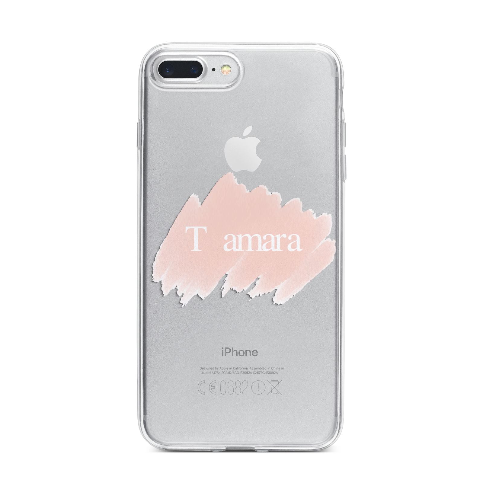 Personalised See Throiugh Clear Name iPhone 7 Plus Bumper Case on Silver iPhone