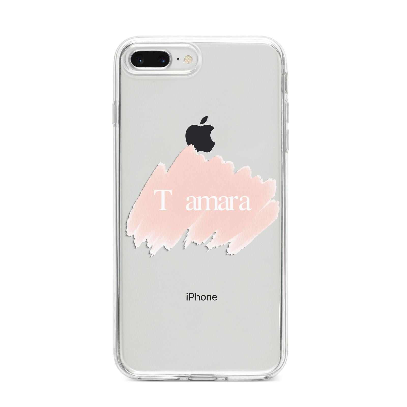 Personalised See Throiugh Clear Name iPhone 8 Plus Bumper Case on Silver iPhone