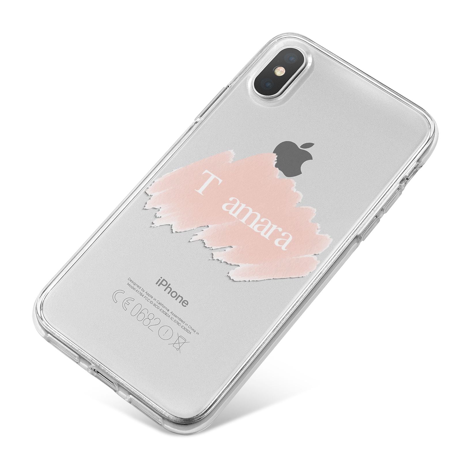 Personalised See Throiugh Clear Name iPhone X Bumper Case on Silver iPhone