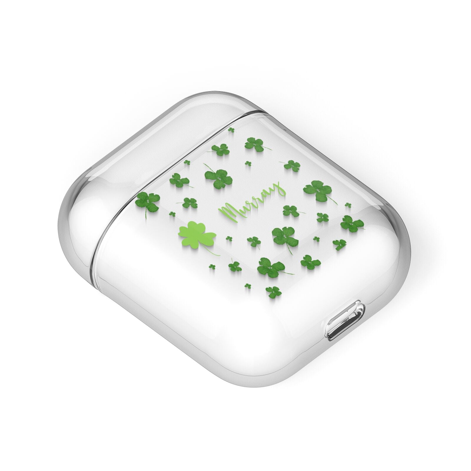 Personalised Shamrock AirPods Case Laid Flat