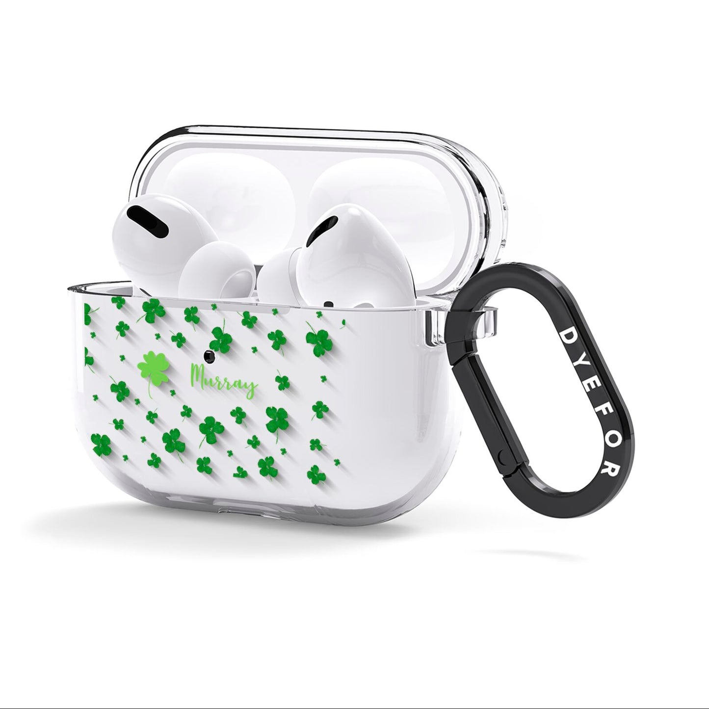 Personalised Shamrock AirPods Clear Case 3rd Gen Side Image