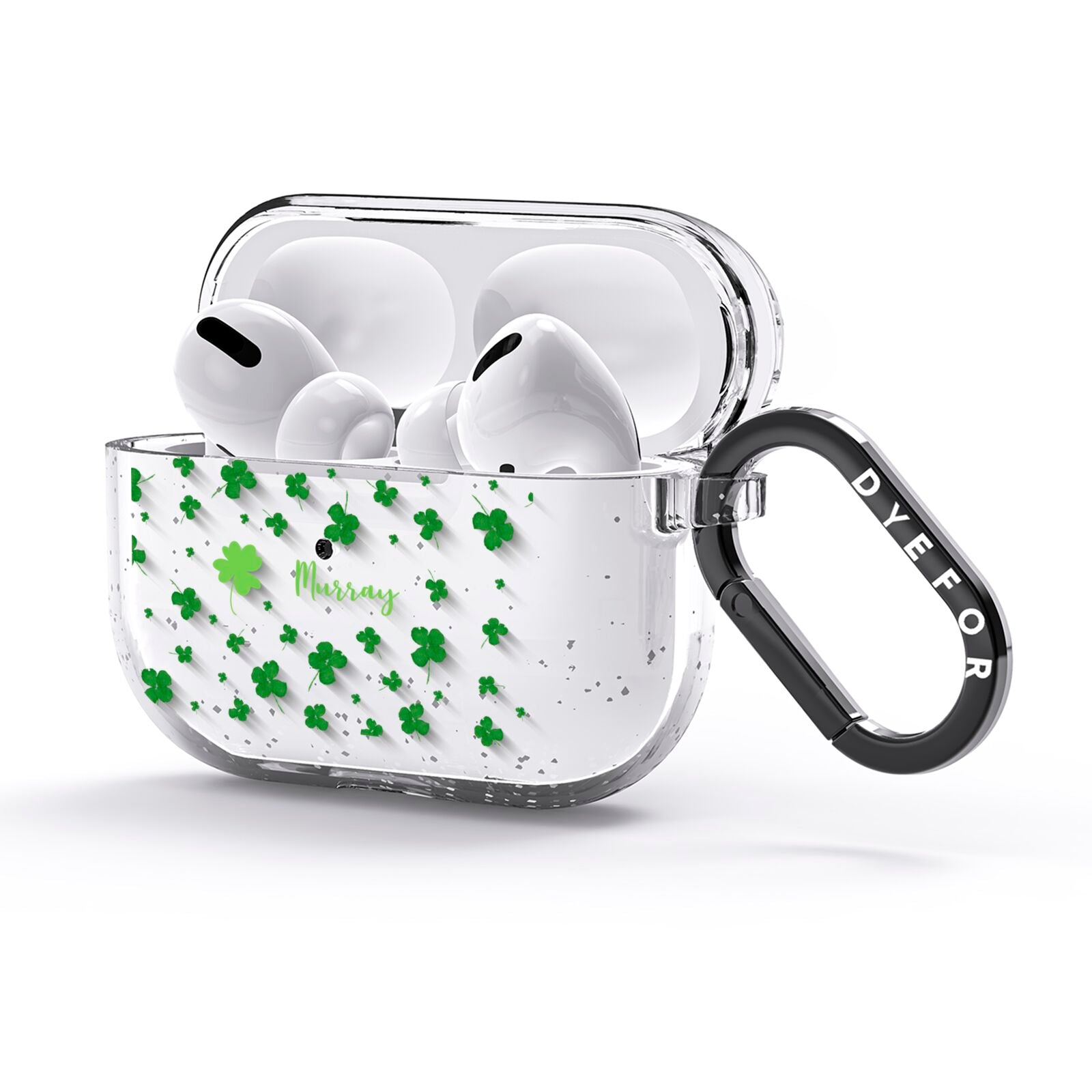 Personalised Shamrock AirPods Glitter Case 3rd Gen Side Image