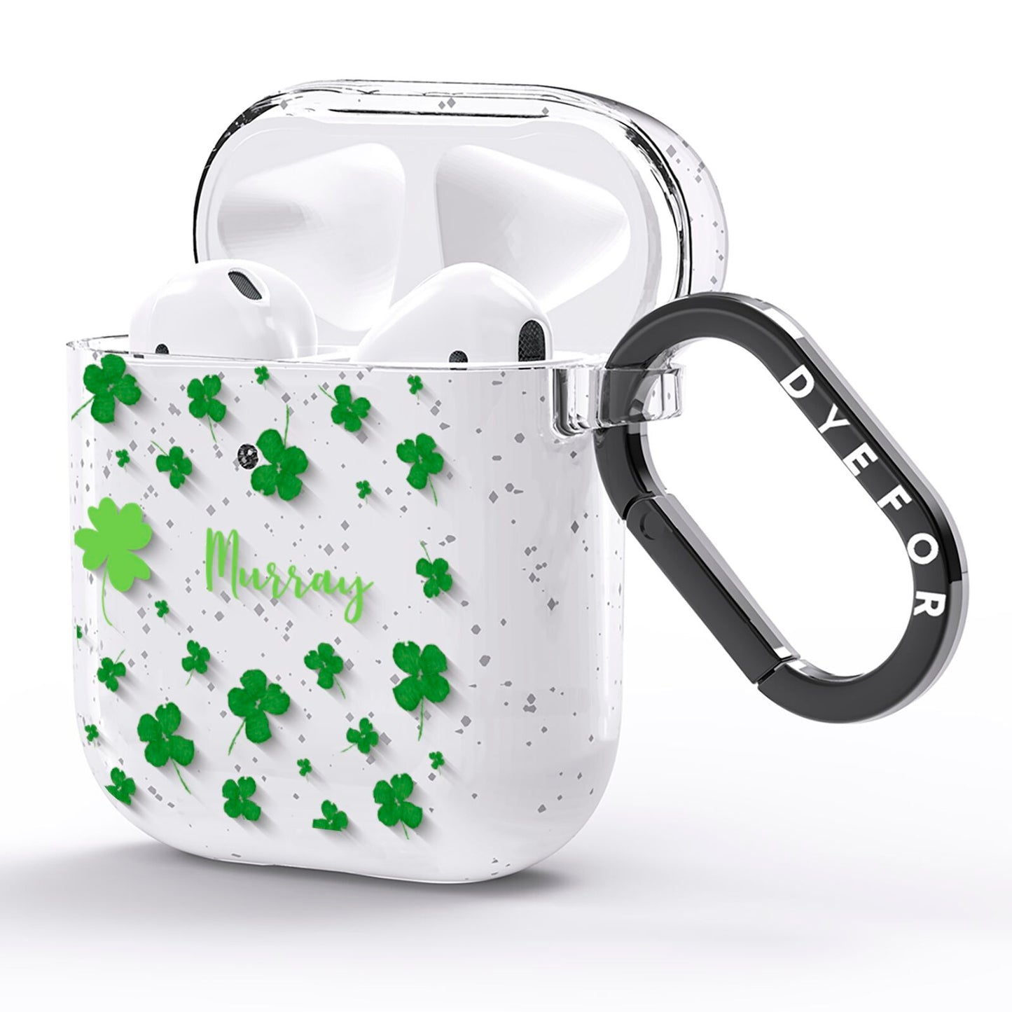 Personalised Shamrock AirPods Glitter Case Side Image