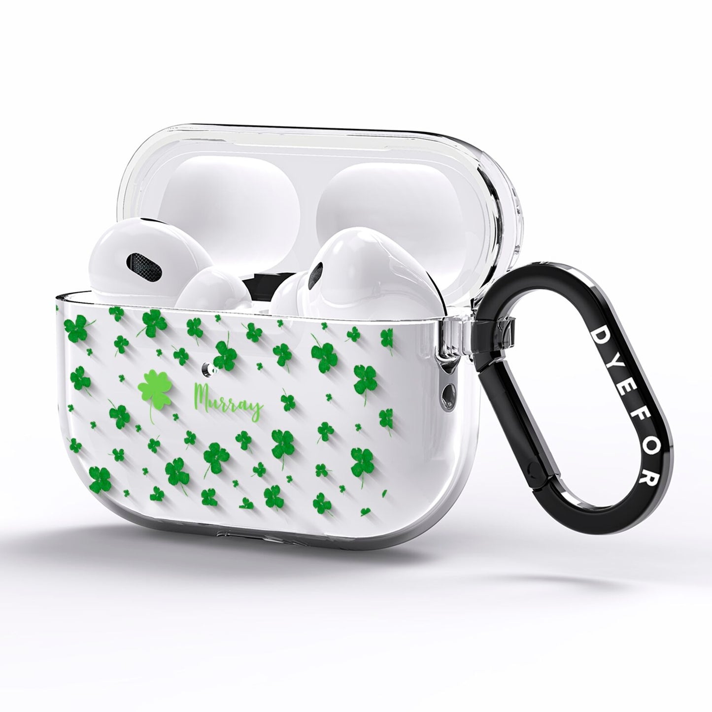 Personalised Shamrock AirPods Pro Clear Case Side Image