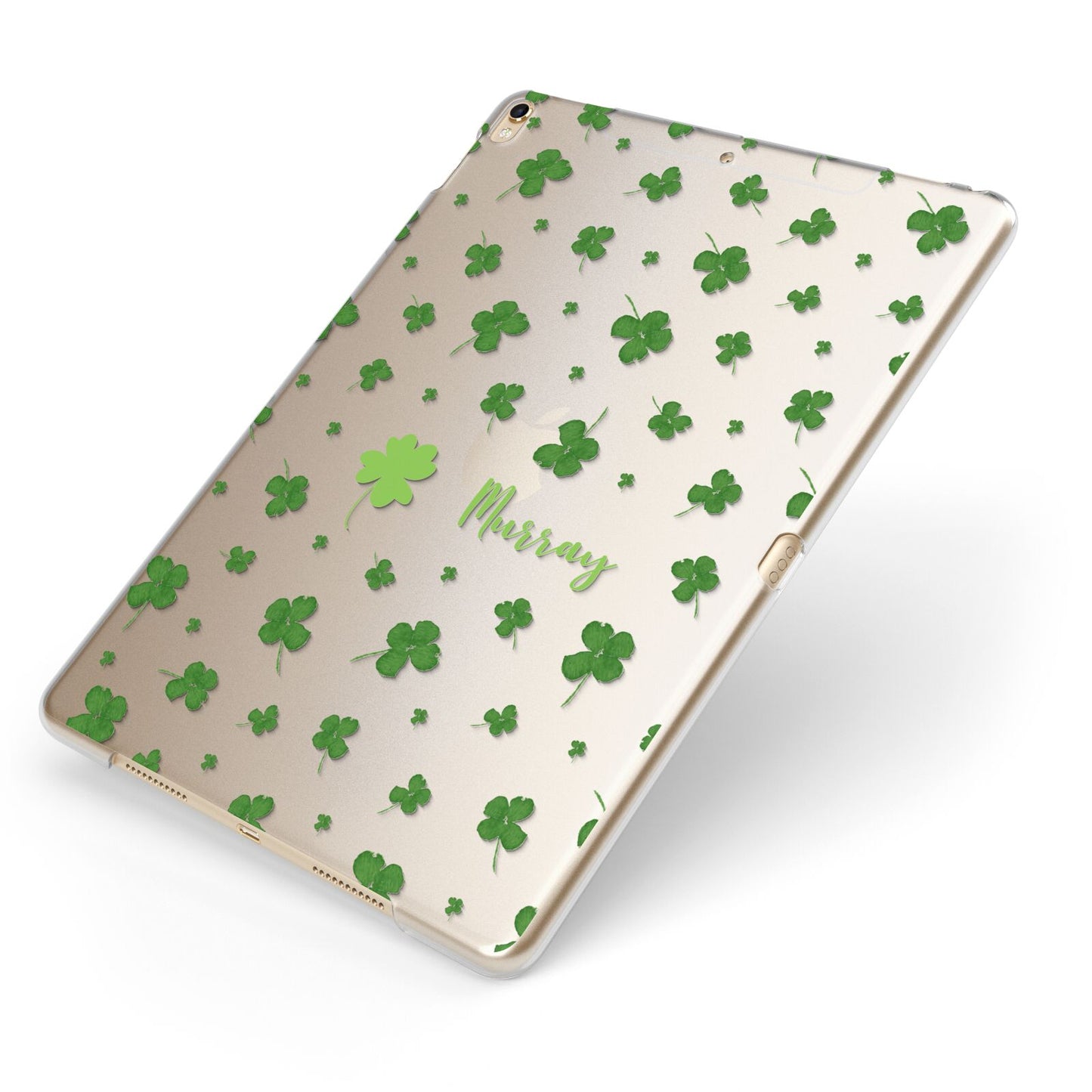Personalised Shamrock Apple iPad Case on Gold iPad Side View