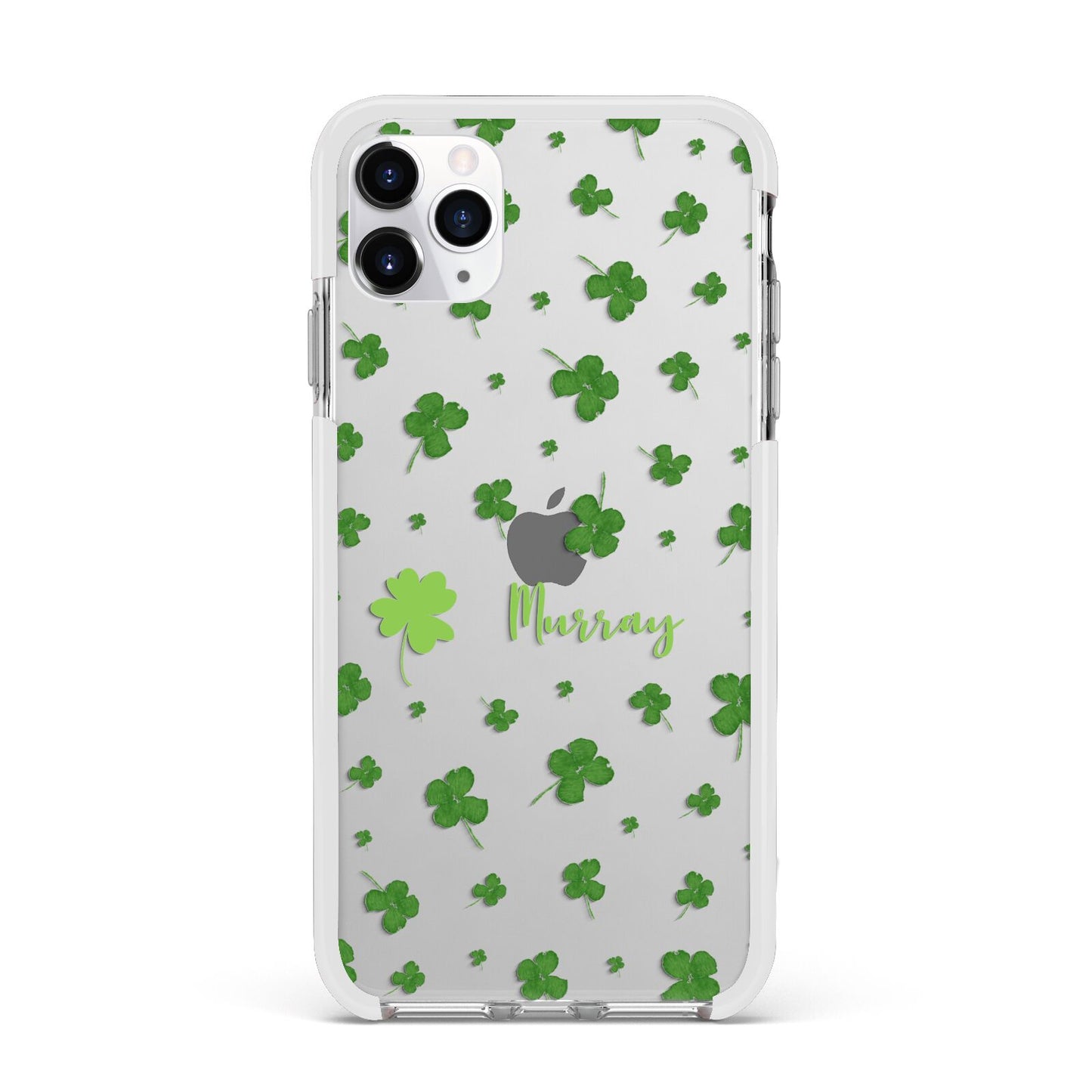 Personalised Shamrock Apple iPhone 11 Pro Max in Silver with White Impact Case
