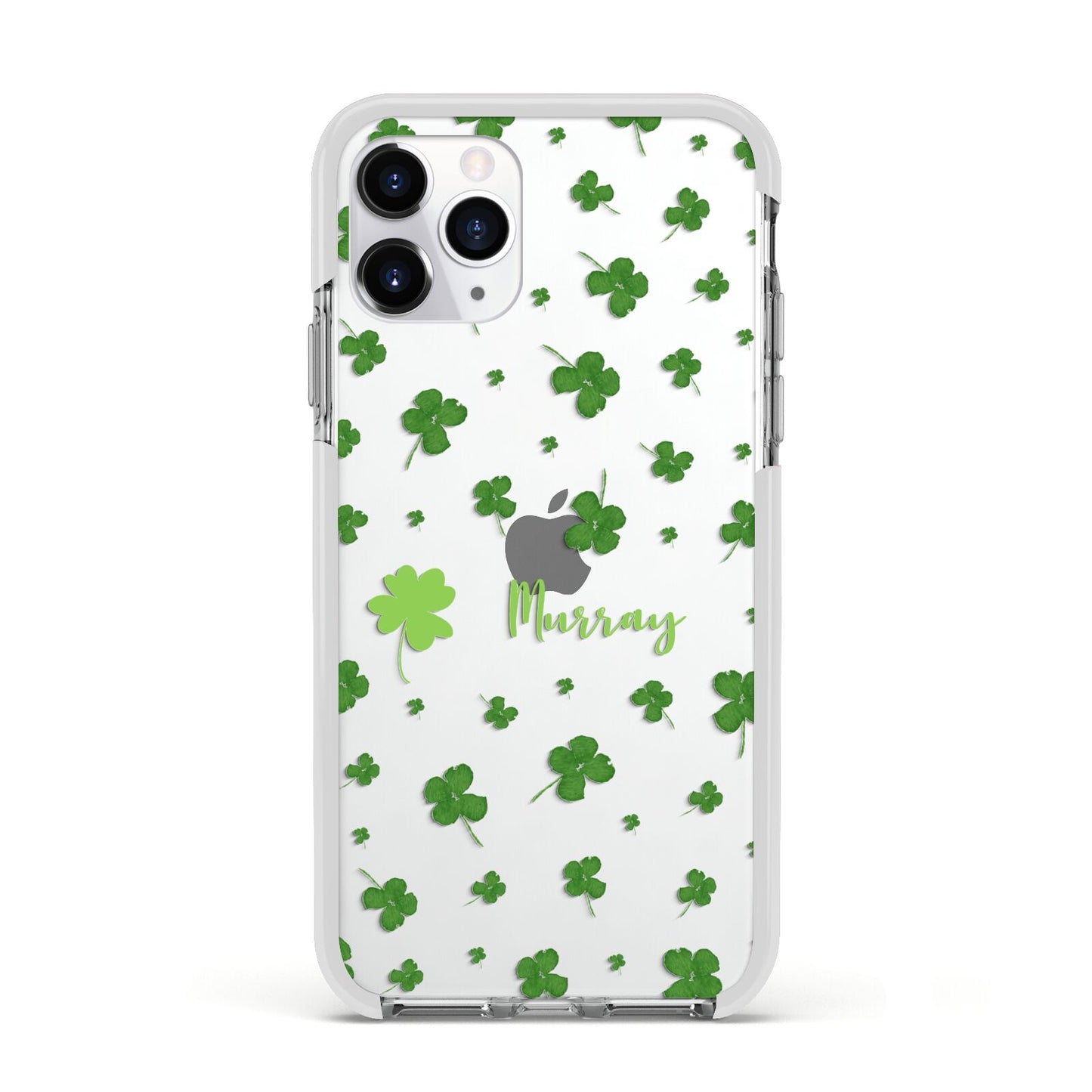 Personalised Shamrock Apple iPhone 11 Pro in Silver with White Impact Case