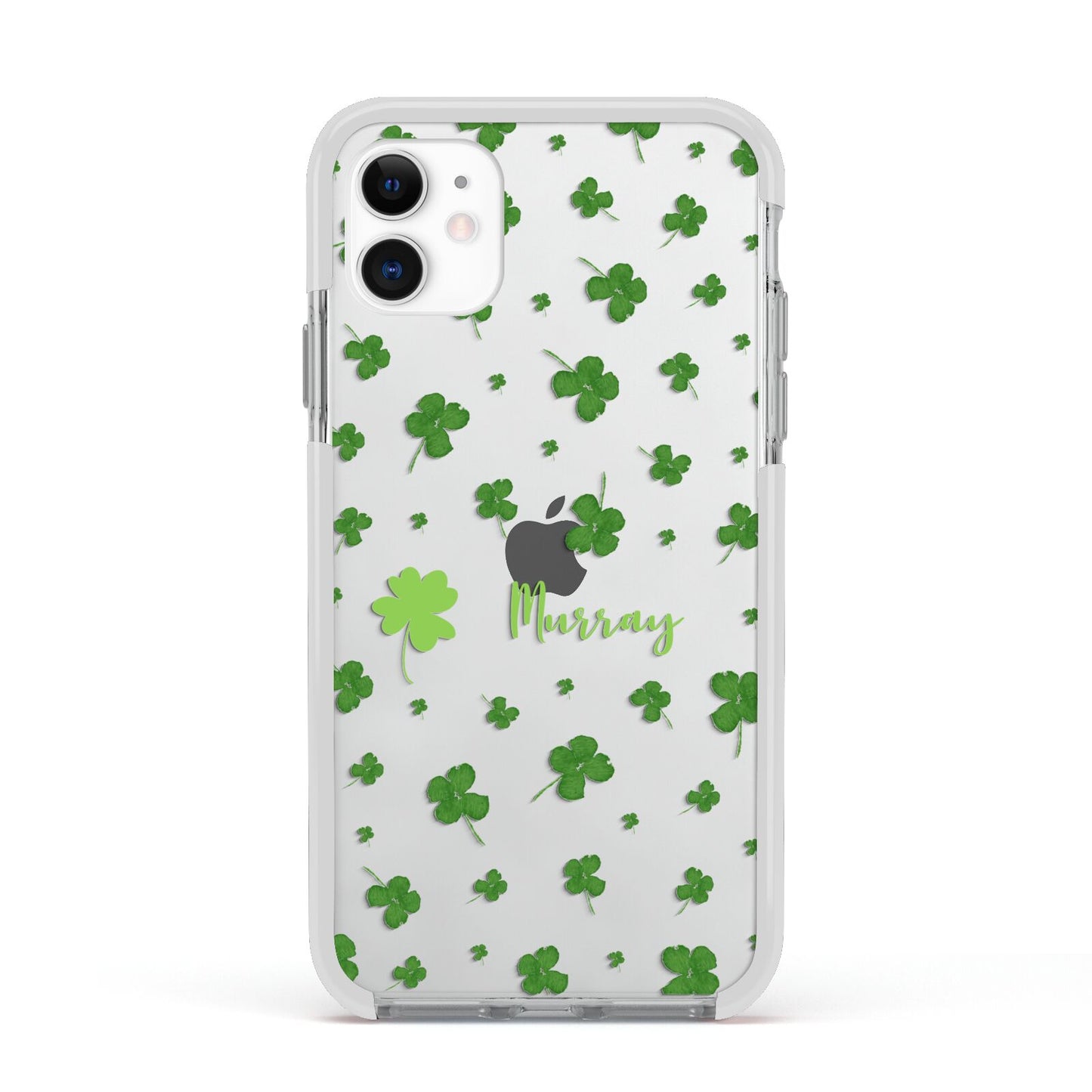 Personalised Shamrock Apple iPhone 11 in White with White Impact Case
