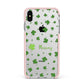 Personalised Shamrock Apple iPhone Xs Max Impact Case Pink Edge on Silver Phone