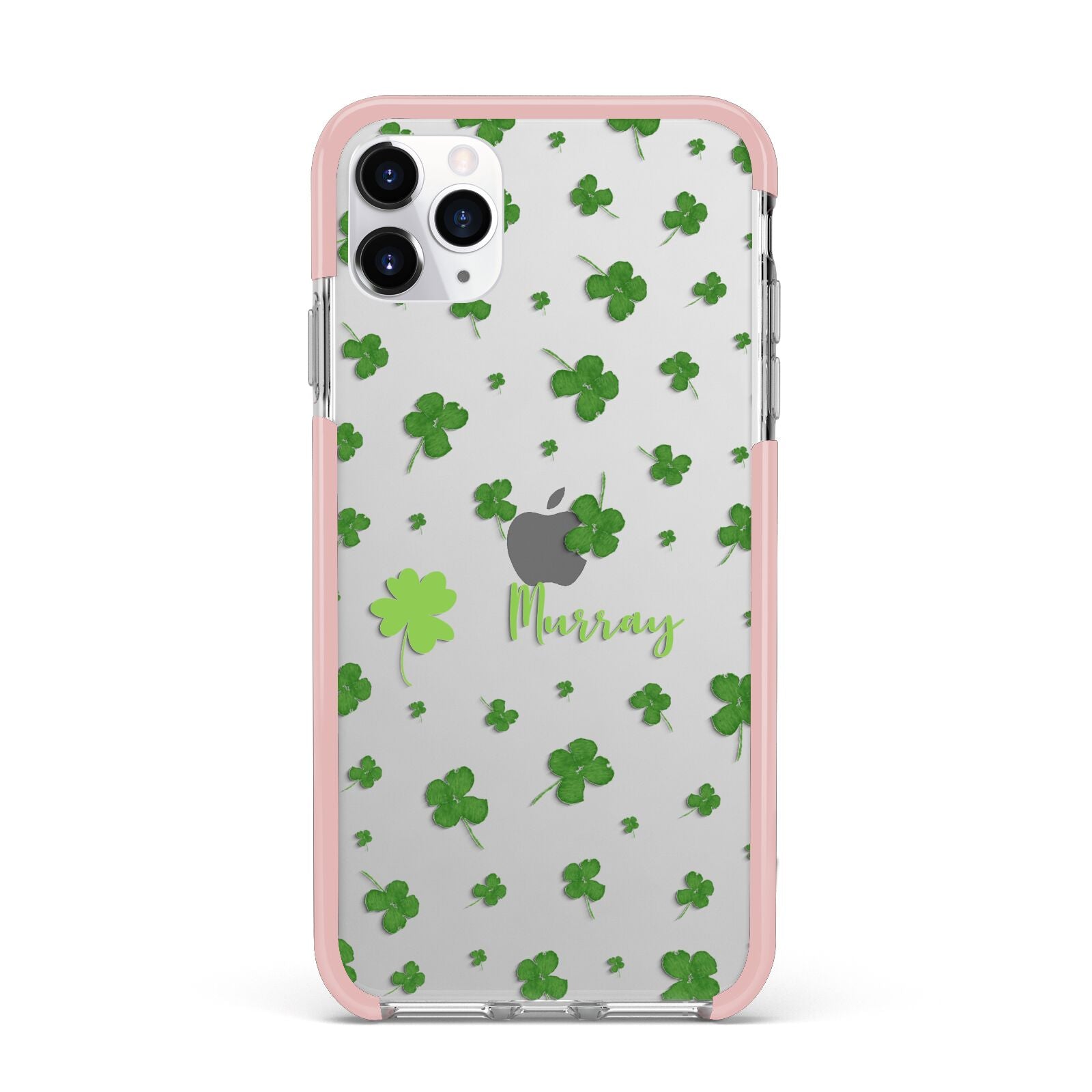 Personalised Shamrock iPhone 11 Pro Max Impact Pink Edge Case