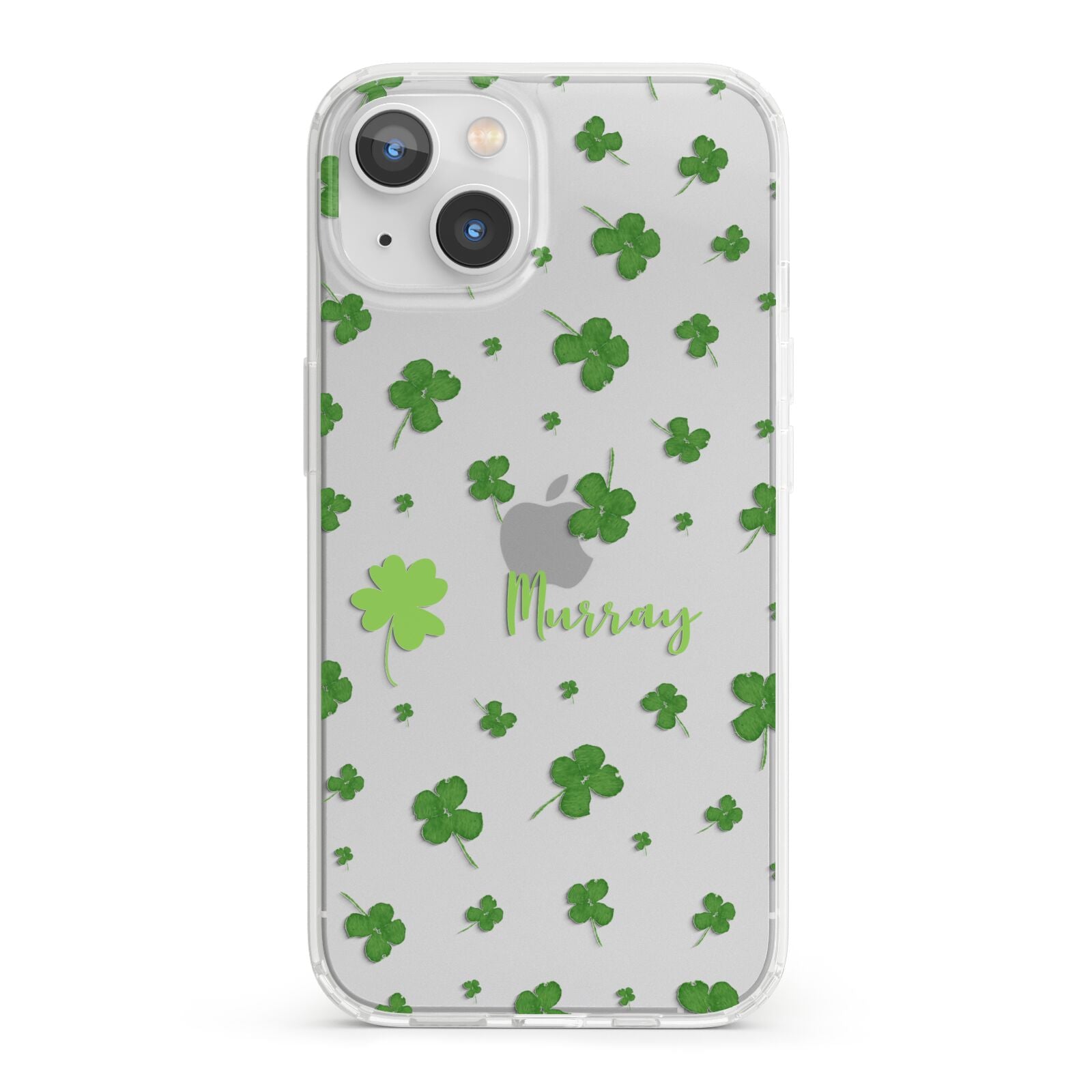 Personalised Shamrock iPhone 13 Clear Bumper Case