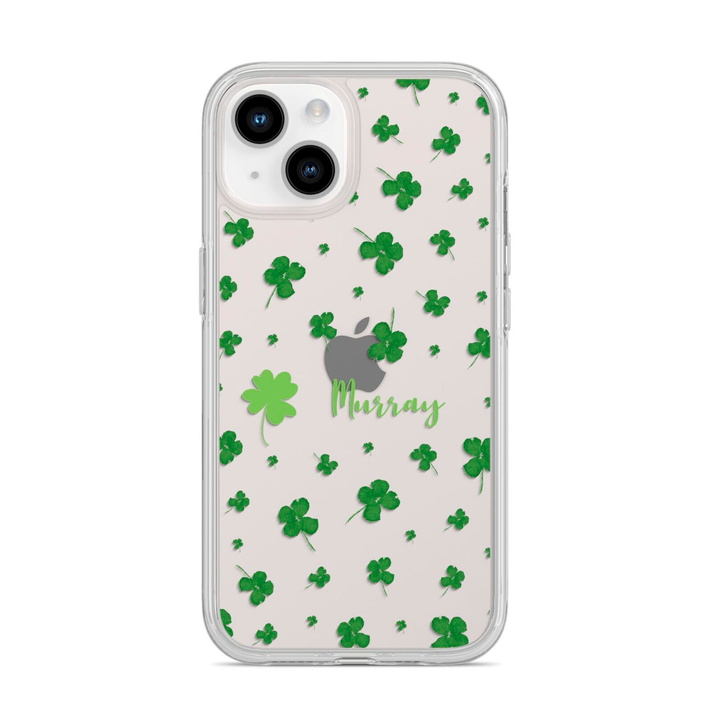 Personalised Shamrock iPhone 14 Clear Tough Case Starlight