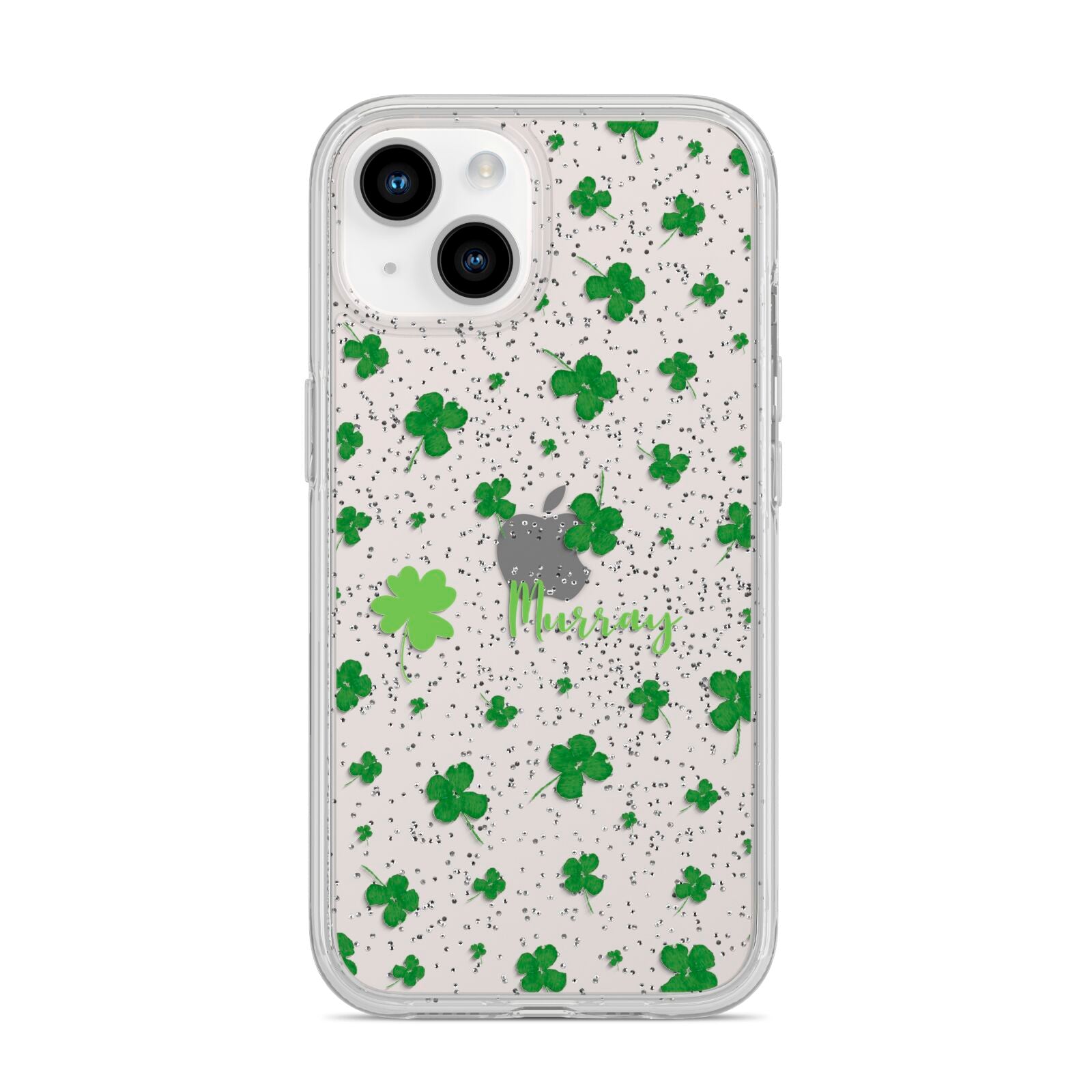 Personalised Shamrock iPhone 14 Glitter Tough Case Starlight