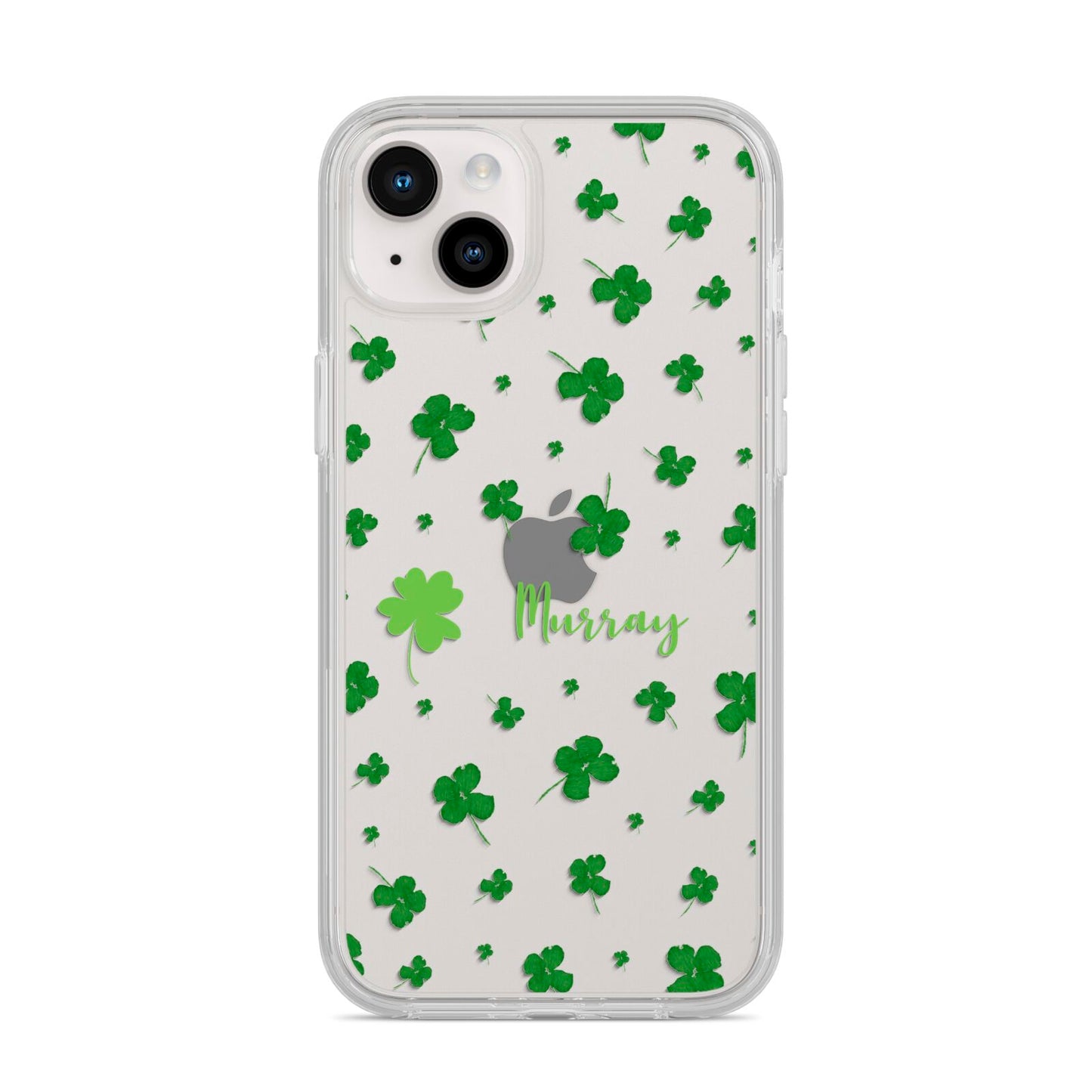 Personalised Shamrock iPhone 14 Plus Clear Tough Case Starlight
