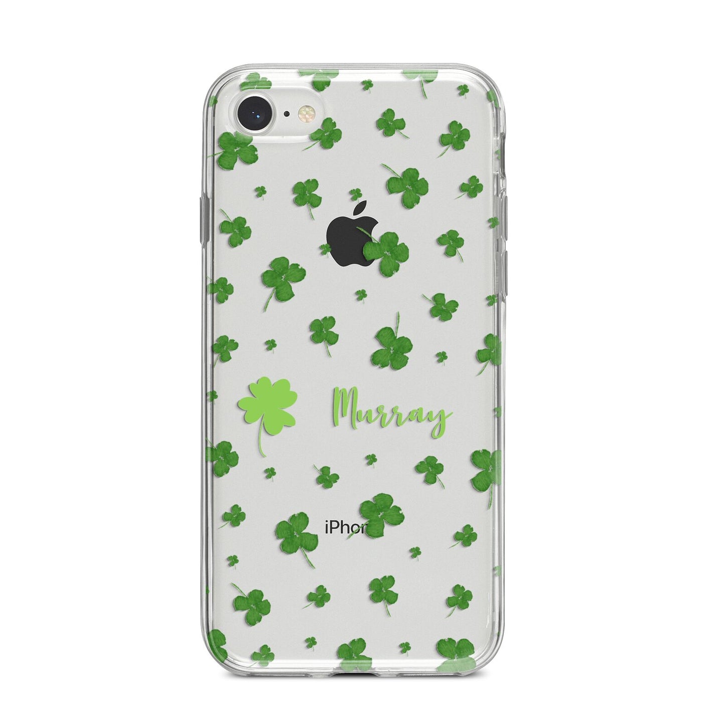 Personalised Shamrock iPhone 8 Bumper Case on Silver iPhone