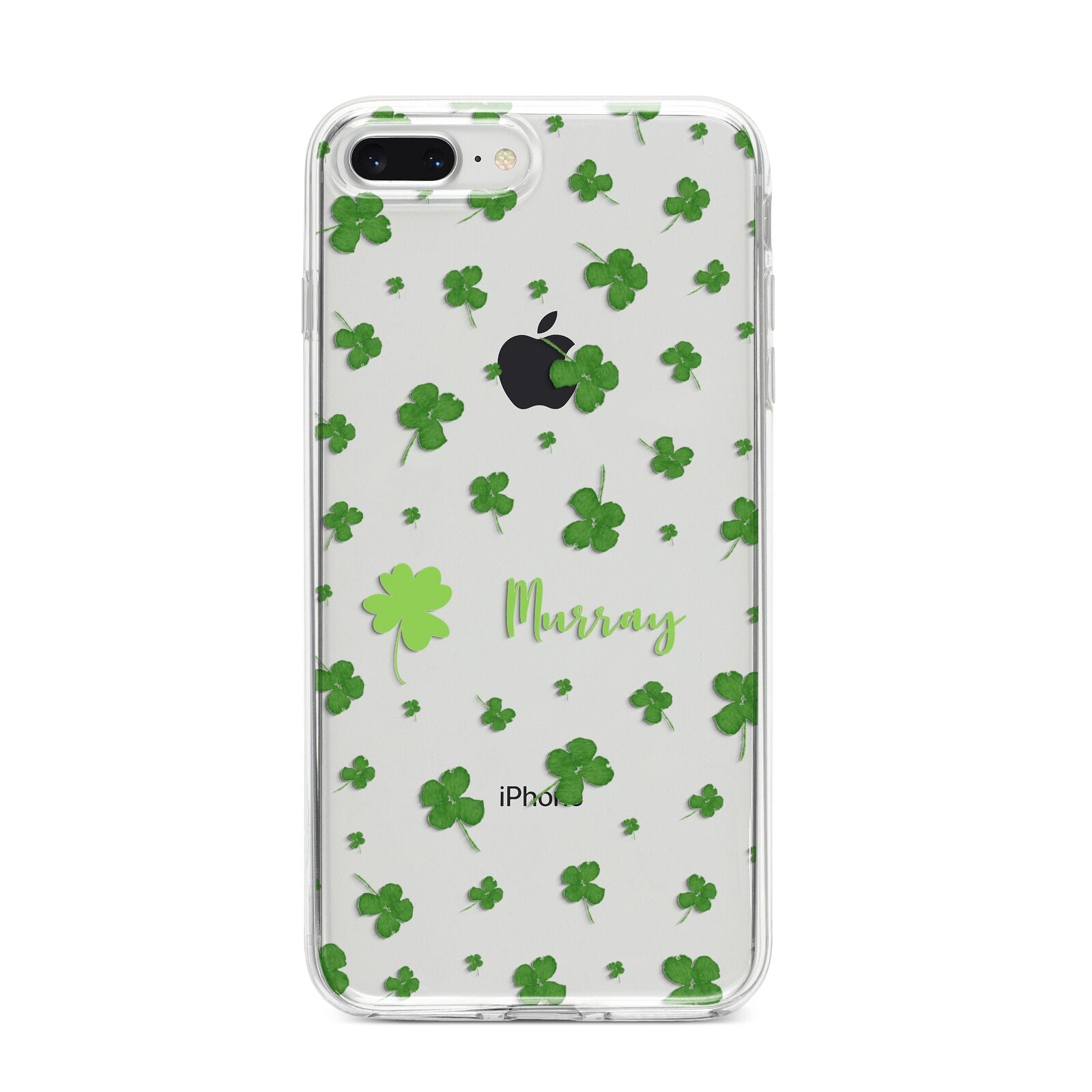 Personalised Shamrock iPhone 8 Plus Bumper Case on Silver iPhone