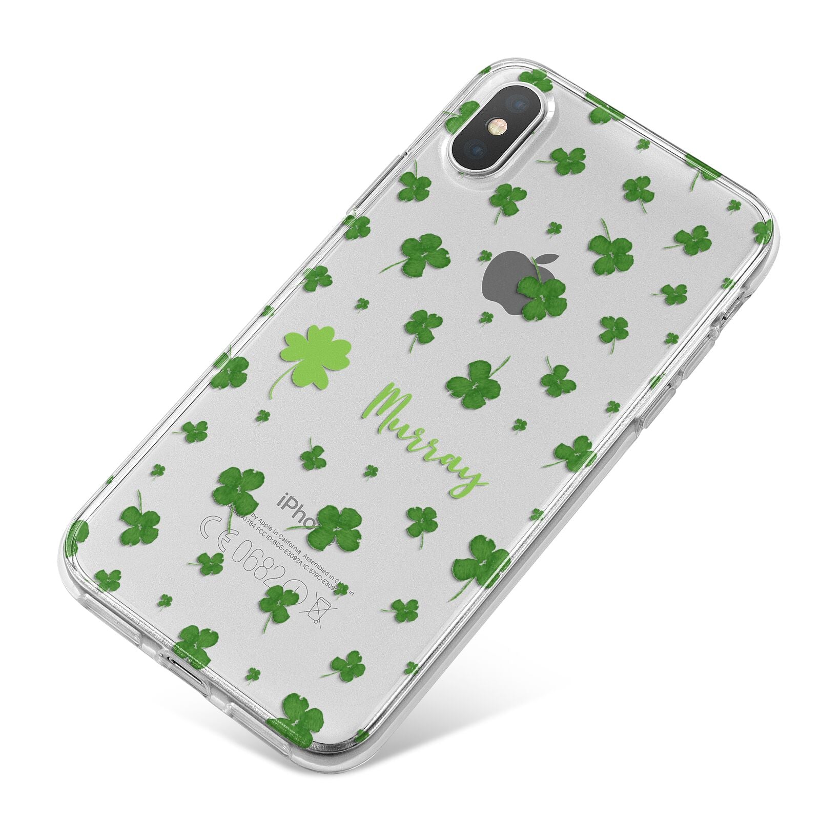 Personalised Shamrock iPhone X Bumper Case on Silver iPhone