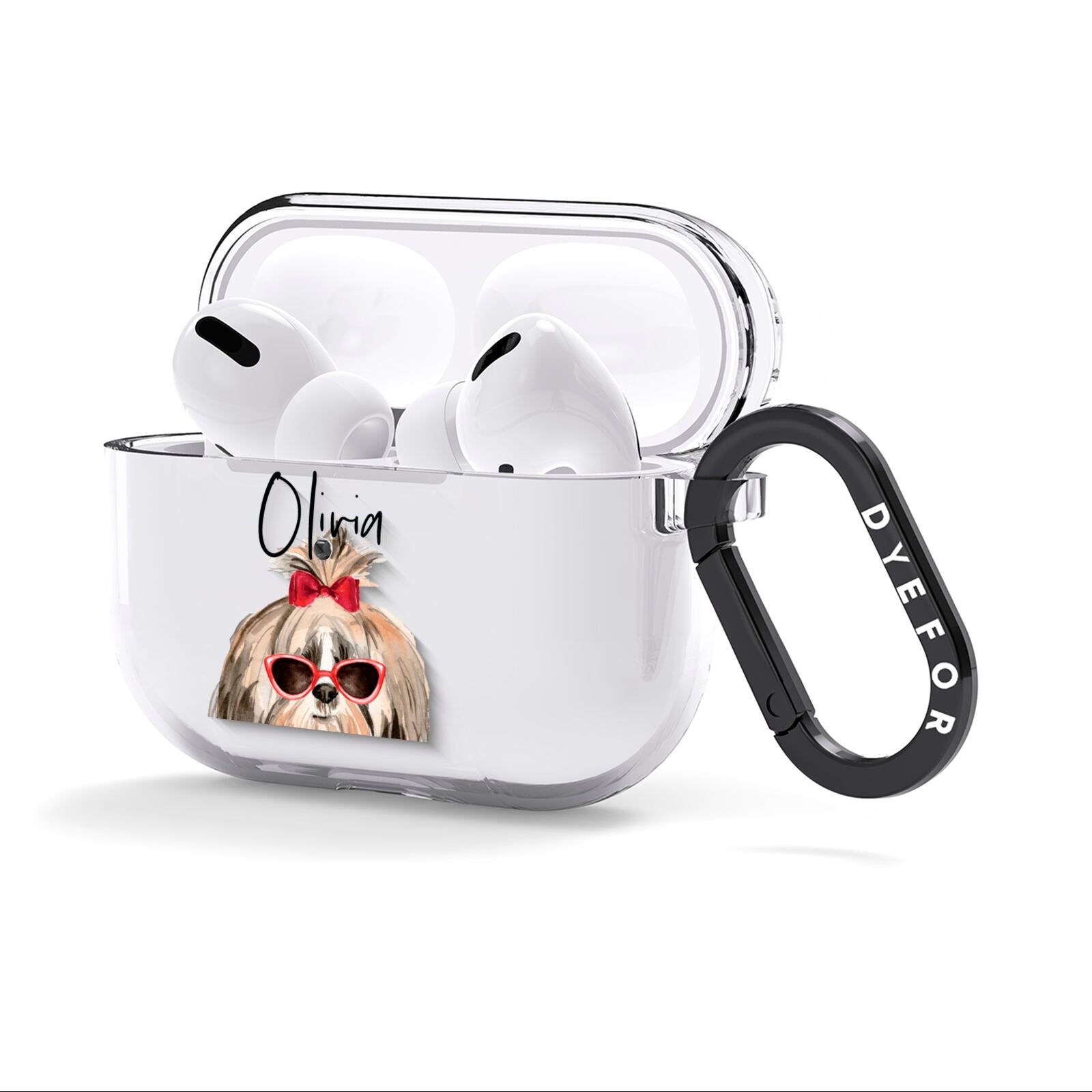 Personalised Shih Tzu Dog AirPods Clear Case 3rd Gen Side Image