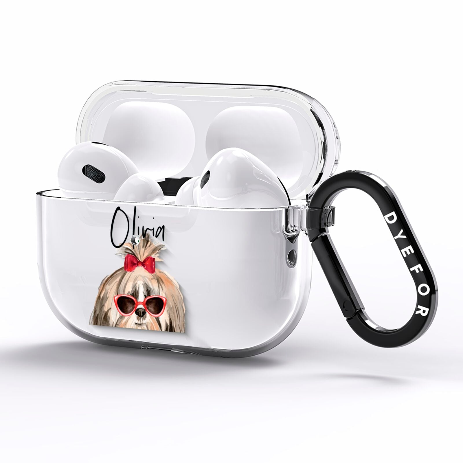 Personalised Shih Tzu Dog AirPods Pro Clear Case Side Image