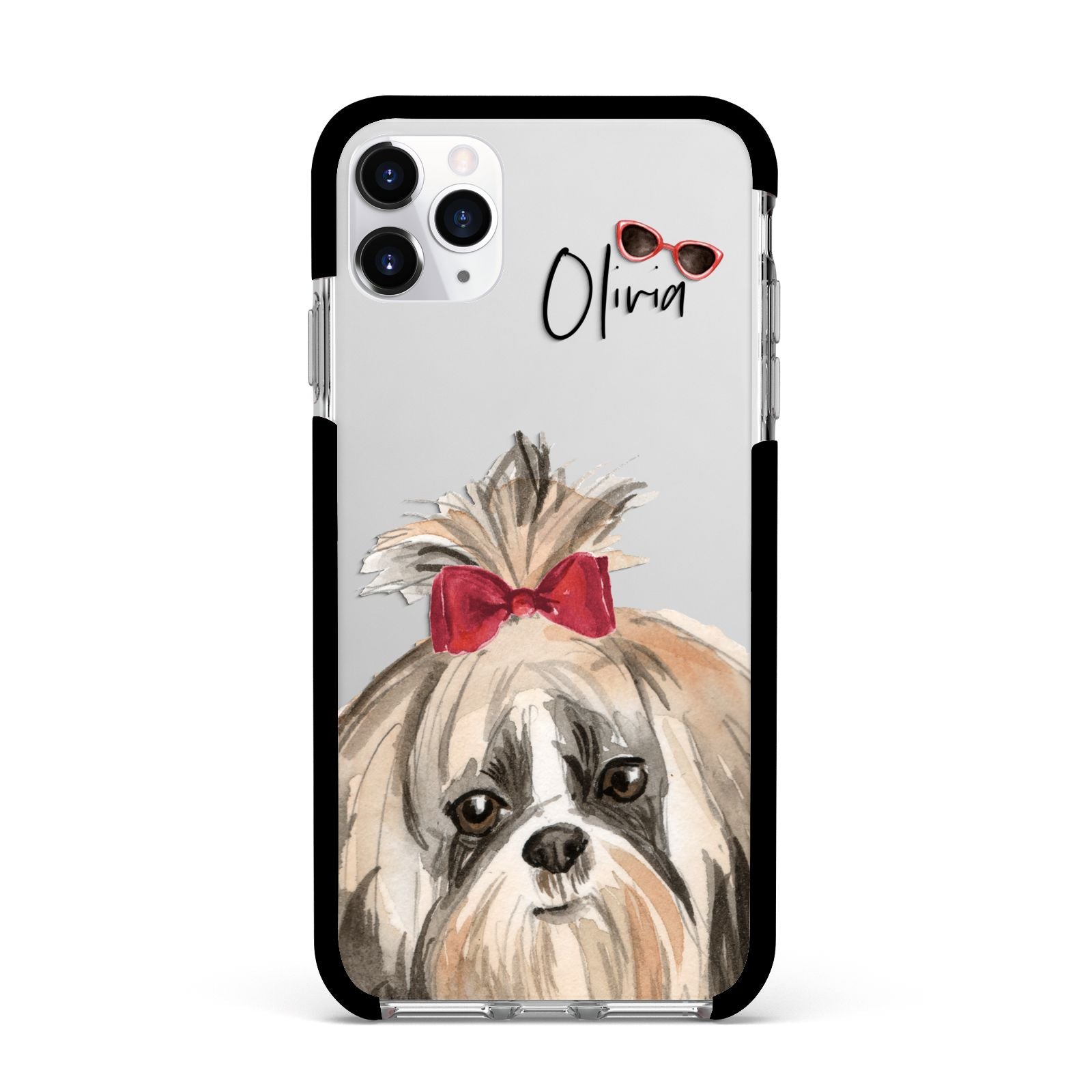 Personalised Shih Tzu Dog Apple iPhone 11 Pro Max in Silver with Black Impact Case