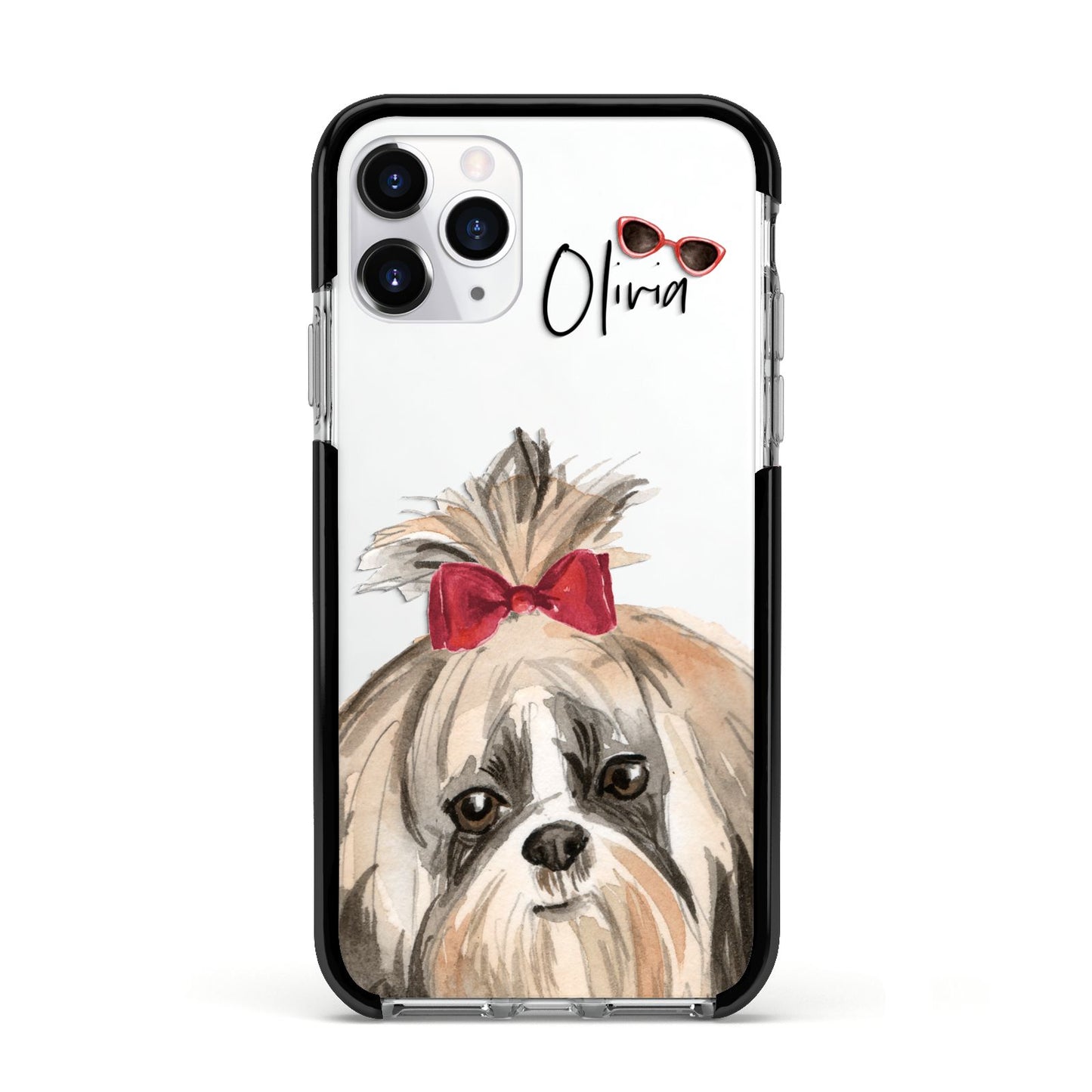 Personalised Shih Tzu Dog Apple iPhone 11 Pro in Silver with Black Impact Case