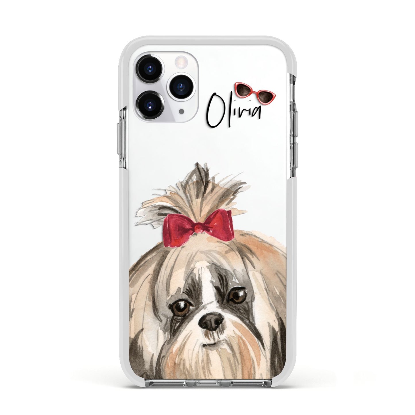 Personalised Shih Tzu Dog Apple iPhone 11 Pro in Silver with White Impact Case