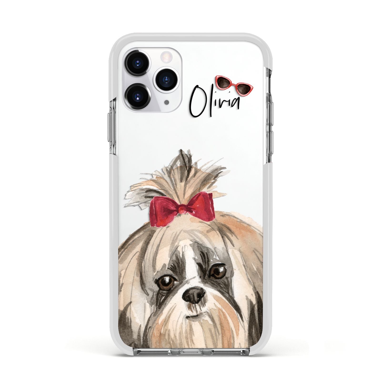 Personalised Shih Tzu Dog Apple iPhone 11 Pro in Silver with White Impact Case