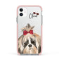 Personalised Shih Tzu Dog Apple iPhone 11 in White with Pink Impact Case