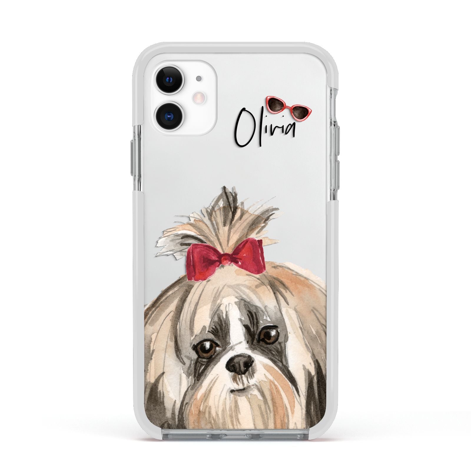 Personalised Shih Tzu Dog Apple iPhone 11 in White with White Impact Case