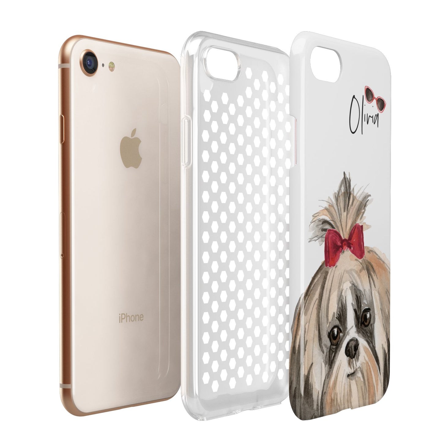 Personalised Shih Tzu Dog Apple iPhone 7 8 3D Tough Case Expanded View