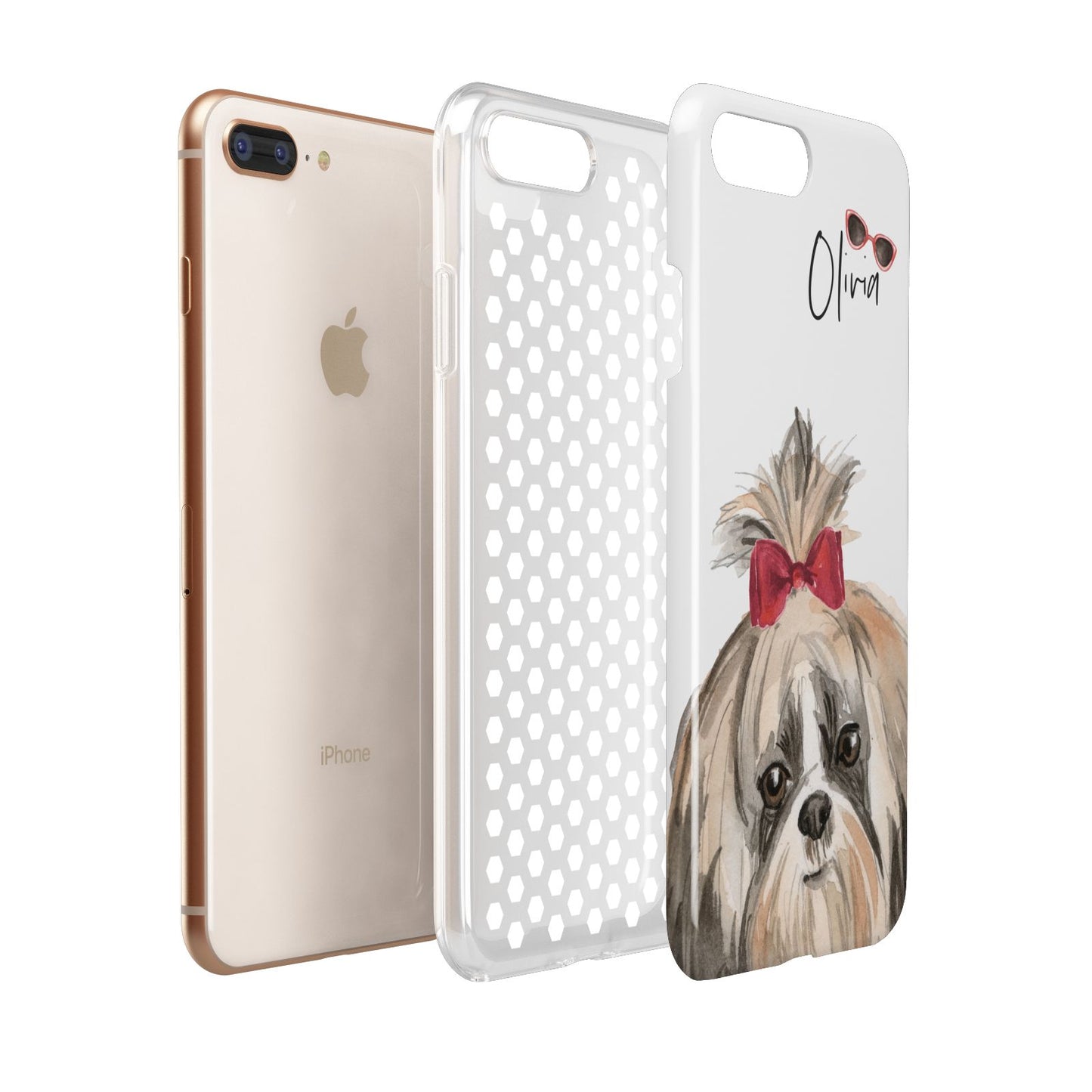 Personalised Shih Tzu Dog Apple iPhone 7 8 Plus 3D Tough Case Expanded View