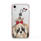 Personalised Shih Tzu Dog Apple iPhone XR Impact Case Pink Edge on Silver Phone